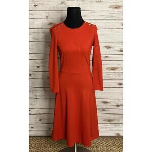 LK Bennett classic business casual Tomato Red Dr Case fit and flare dress Size 2